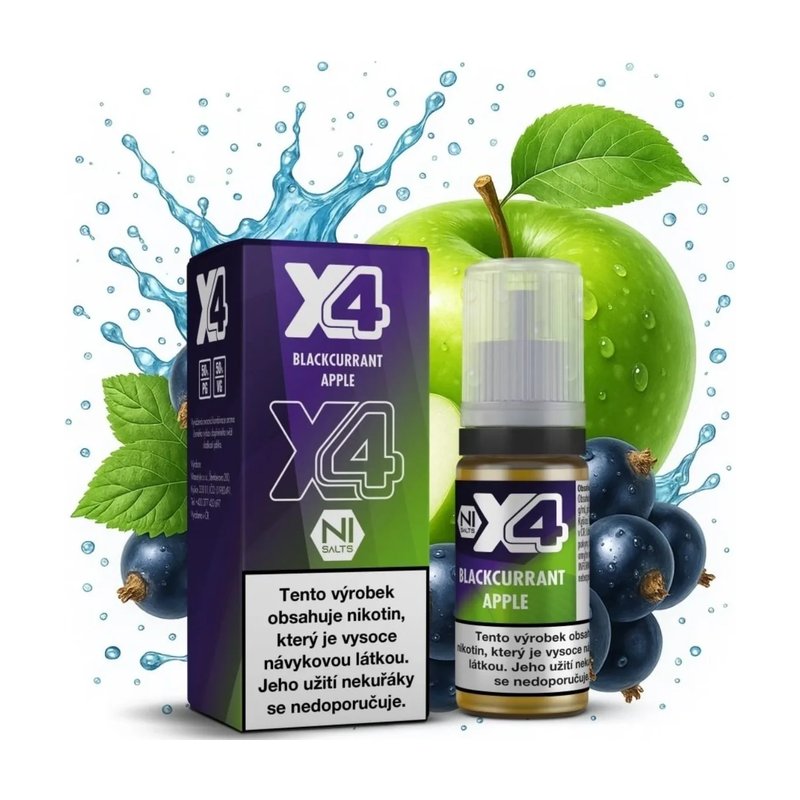 AI: Eliquid X4 Bar Juice Blackcurrant Apple 10ml - 20mg