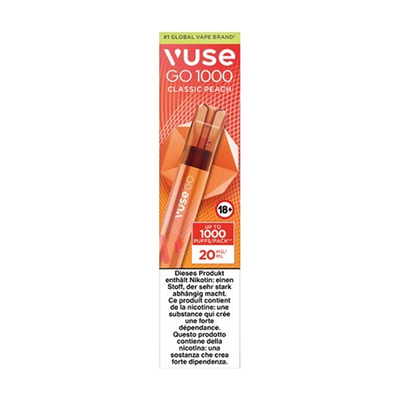 [VUSEGOCLAPEA20] Vuse Go 1000 Pen Classic Peach - 20mg