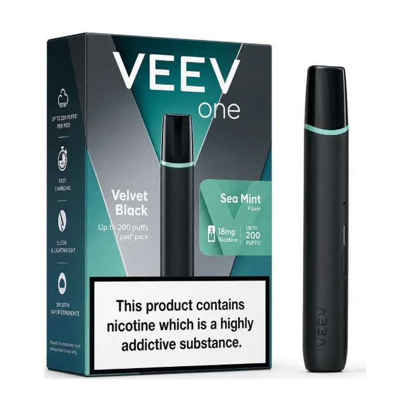 [VEEVONEVELBLASEAMIN18] Veev One Starter Kit Velvet Black+Sea Mint - 18mg