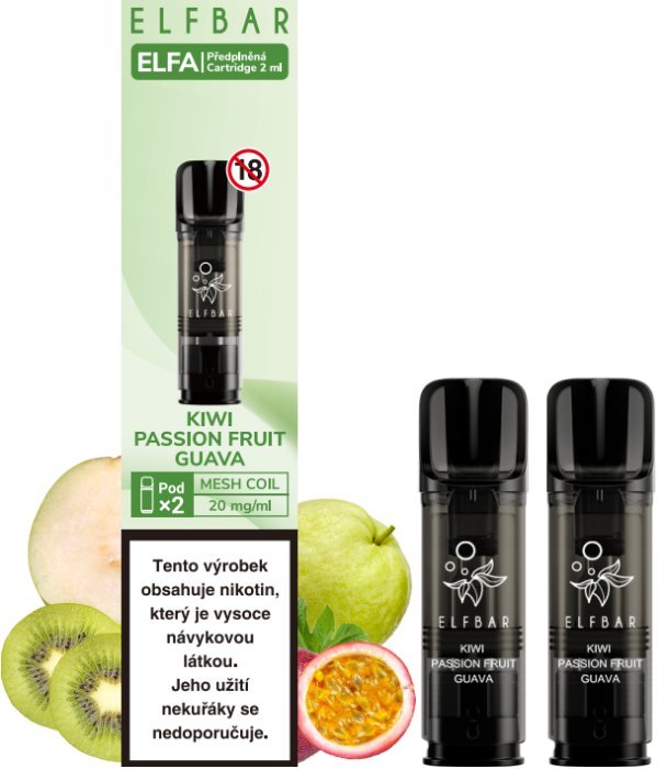 [ELFAPODKIWPASFRUGUA20] Elfa Pod Cartridge Kiwi Passion Fruit Guava 2x2ml - 20mg