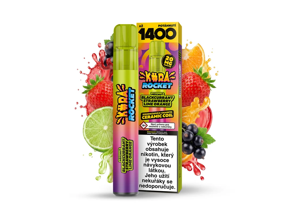 [ROCKETBLASTRLIMORA20] Kura Rocket Blackcurrant Strawberry Lime Orange - 20mg