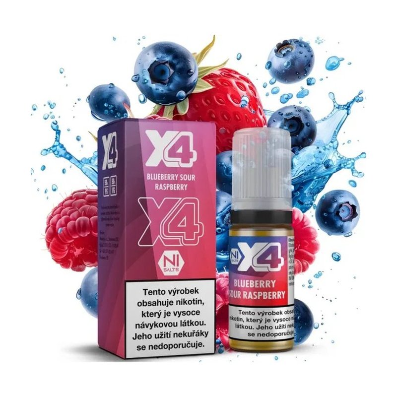 [X4BLUSOURAS20] Eliquid X4 Bar Juice Blue Sour Raspberry 10ml - 20mg