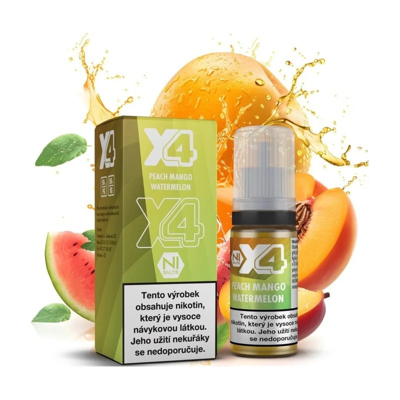 [X4PEAMANWAT20] Eliquid X4 Bar Juice Peach Mango Watermelon 10ml - 20mg