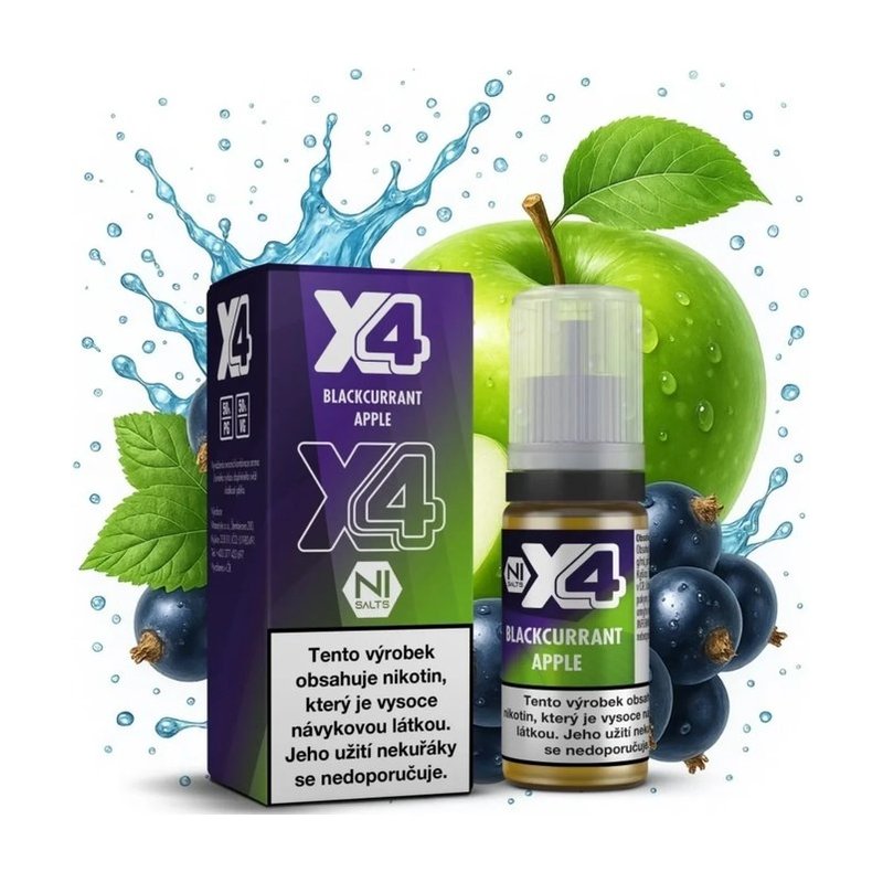 [X4BLAAPP20] Eliquid X4 Bar Juice Blackcurrant Apple 10ml - 20mg